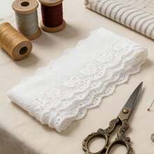 16Yards Cotton Eyelet Lace Trim 5cm Embroidered Scalloped Ribbon For DIY Sewing Craft Thick Lace Edge Fabric Decoration Clothes Upgrade - W - View 5