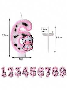 Cow Crystal Number 0-9 Birthday Wedding Anniversary Birthday Party Cake Decorative Candles - View 11