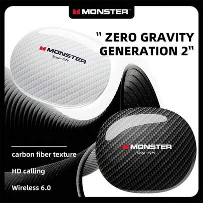  Monster MQO37 游戏耳机 TWS 蓝牙 6.0 降噪运动耳机 HiFi 立体声高清音乐通话耳机 适用于小米