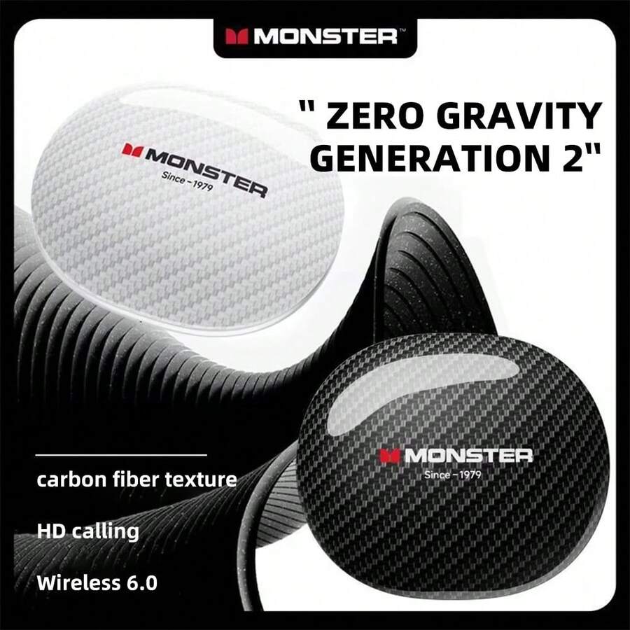 Monster MQO37 游戏耳机，TWS 蓝牙 6.0 降噪运动耳机，HiFi 立体声音乐，高清通话，兼容小米