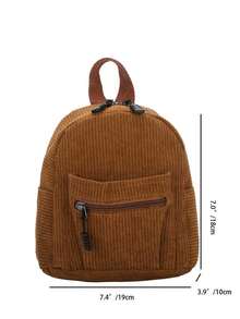 Mini Solid Color Nylon Fashionable Versatile Simple Backpack, Lightweight & Durable Small Backpack, Mini Backpack For Back To School & Travel - Brown - View 3