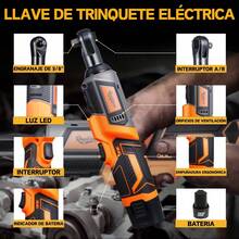 Llave De Carraca Inalámbrica, 3/8pulgadas Matraca Eléctricas - Naranja - Ver 3