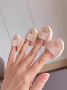 2/4个迷你化妆海绵指套粉底遮瑕腮红高光散粉扑，超柔软不吸粉 - 彩色 - 查看 11