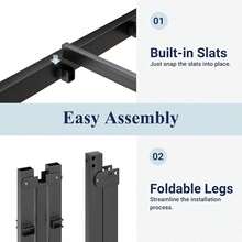 Allewie Queen Bed Frame, 12 Inch Metal Platform Beds With Storage Space, No Box Spring Required And Easy Assembly, White - 黑色 - 查看 9