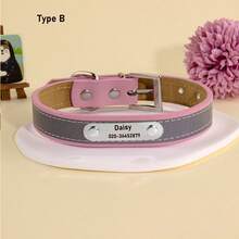 Customized Reflective Pet Collar With Engraved Text, Leather Dog Leash For Small/Medium/Large Dogs, Cat & Dog Neck Strap - Reflective Strip Pet Collar - View 6
