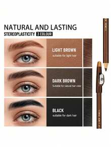 12 piezas/paquete Lápiz de cejas de color mate con sacapuntas, lápiz de maquillaje profesional para ojos y labios, punta fácil de usar, negro natural, marrón, café oscuro, lápices de maquillaje multifuncionales y portátiles - Multicolor - Ver 3