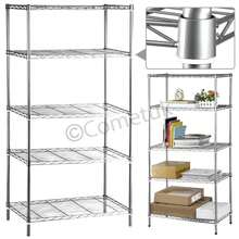 5 Tier Silver Metal Storage Rk Shelving Wire Shelf Kitchen Office Unit Stand. - Multicolor - View 1