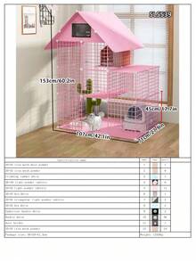 Large Indoor Cat Cage Villa With Storage Cabinet And Litter Box, Spacious Freedom For Pet Cats - Multicolor - View 22