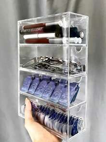 Hộp đựng đồ nhiều tầng bằng acrylic, giá đựng chống bụi, hộp đựng mỹ phẩm trong suốt để bàn, quà tặng Ngày của Mẹ. - Trong sáng - Xem 2