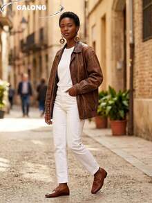 度假风长款手工木质百搭连衣裙，搭配女士耳环 - 卡其色 - 查看 4