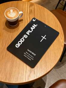 1 chiếc ốp lưng bảo vệ phẳng in câu Kinh Thánh "Kế hoạch của Chúa", câu Kinh Thánh Ê-sai 60:22 + biểu tượng Thánh giá, tương thích với iPad. - màu đen - Xem 4