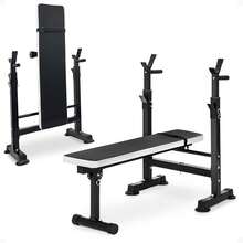 Steel Weight Bench W/ Squat Rack In Multiple Colors, 400 Lb User Capacity - Foldable Home Gym Equipment For Range Of Workouts W/ 6-Position Barbell Holder & Adjustable Seat And Recliner - Black/White - View 1