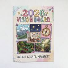 Livre de planification du tableau de bord Vision 2026 : Planificateur mensuel et annuel de 60 pages avec tableau de bord de vision de vie, liste d'actions - Pages éparpillées non datées, cahier de travail pour la fixation d'objectifs, adapté comme cadeau de productivité et d'auto-soin - Rectangle - Voir 12