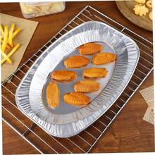 5 Khay nhôm | Khay phục vụ hình chữ nhật 35 x 23 cm | Khay dùng một lần chịu lực cao | Hoàn hảo cho tiệc buffet, sinh nhật, đám cưới, tiệc nướng BBQ, tiệc tùng - Bạc - Xem 3