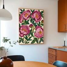 1 pezzo Quadro/Senza cornice cartellone su tela con arte murale floreale astratta di peonia rosa vintage, adatto per ingresso, camera da letto, soggiorno, decorazione moderna per la casa, stile vintage - A - Visualizzare 3