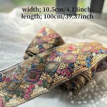 100cm Lace Trim With Embroidery, Suitable For DIY Sewing And Handicraft - Gold Sequins - View 2