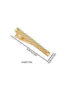 Men's Luxury Golden Tone Geometric Textured Tie Clip, Minimalist Business Necktie Fastener, Elegant Suit Accessory For Formal Occasions - Yellow Gold - View 4
