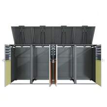 Storage Box With Hinged Lid, Ventilation Opening With Mesh, With Lock And Two Doors. - Gray 1 - View 9