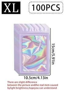 100/50/20/5pcs Reusable Ziplock Bags, Various Sizes Reusable Ziplock Bags, Transparent Holographic PVC Jewelry Bags, Colorful Plastic Aluminum Foil Bags, Multiple Sizes And Colors Available - Multicolor - View 22