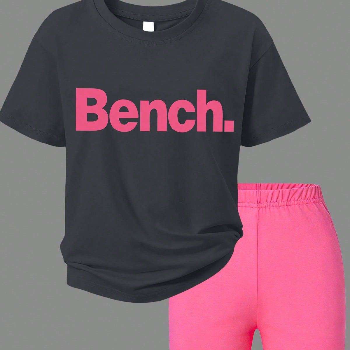 Set de 2 piezas de camiseta de manga corta con estampado de letras + pantalones cortos informales para niña preadolescente, nueva llegada de verano