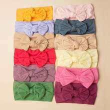 10 piezas/lote Accesorios para cabello de bebé con envío aleatorio. Suave diadema de nudo de lazo de nylon para cabello de princesa linda de niños. - azul real - Ver 5