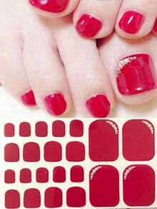 Pegatinas para arte de uñas de los pies, diseños de corazones y patrones geométricos de dibujos animados, purpurina multicolor, diseño mixto versátil, fácil aplicación con raspador - Multicolor - Ver 48