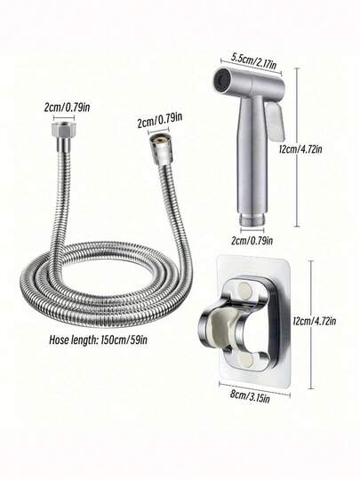 3件套高压手持式马桶清洁喷枪，多功能耐用塑料浴室喷枪，不锈钢喷头，2米弹簧软管和壁挂支架。适用于浴室、卫生间、宠物美容、时尚浴室、房车户外、个人卫生和家居清洁。理想的浴室和卫生间配件。理想的节日礼物。