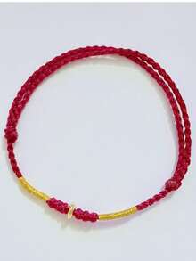 1pc Red Rope Woven Amulet Blessing Bracelet, Lucky Beads Bracelet For Women And Men, Lovers, Family, Friends, Suitable For Daily Wear - Red Bead String - View 2
