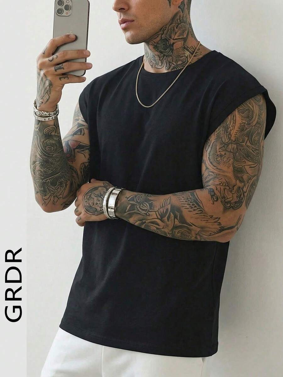 GRDR 男士夏季休闲无袖圆领背心