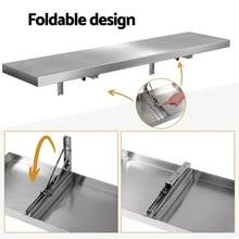 Cefito 1200mm Foldable Stainless Steel Wall Shelf Kitchen Storage Rack - Silver - View 6