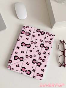 粉色豹纹领结图案平板电脑保护套，兼容 iPad Air 11 英寸 M3 2025 / M2 2024、Air 第五代 2022、(A16) 11 英寸第十一代 2025，兼容三星 Galaxy Tab、Kindle Paperwhite 第十二代 2024，透明背壳，时尚图案保护套，支持自动睡眠/唤醒功能，气囊保护，适合送礼和办公使用。 - 彩色 - 查看 1