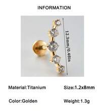 1PC G23 Titanium Solid Arc Moon Cartilage Earring Stud Lip Labret 4/5/7/11/9/11/16PCS Cubic Zirconia Paved Flat Back Internally Threaded Helix Ear Tragus Conch Lobe Earring 18k Golden Plated Piercing Jewelry Unsiex In Daily Life - vàng titan - Xem 14