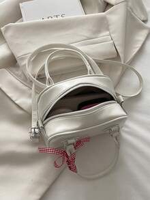 Minimalist Women Handbag, Fashion Versatile Street Style Tote Bag, Commuter Shoulder Bag - White - View 7