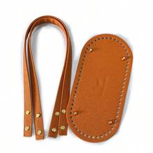 No-Sew PU Leather Crochet Bag Making Kit, Includes Oval Base Shaper, Replaceable Strap Handles, And 8 Snap-In Rivets, Suitable For Handmade Tote Bag, Handbag DIY, Pre-Drilled Holes For Easy Assembly, PU Leather Accessories, DIY Wallet Making - A - View 9