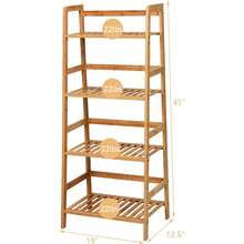 4-Tier Ladder Shelf, Bamboo Plant Stand Rack, Freestanding Bookshelf, Multifunctional Storage Shelves, Flower Stand Rack Holder - Tự nhiên - Xem 3