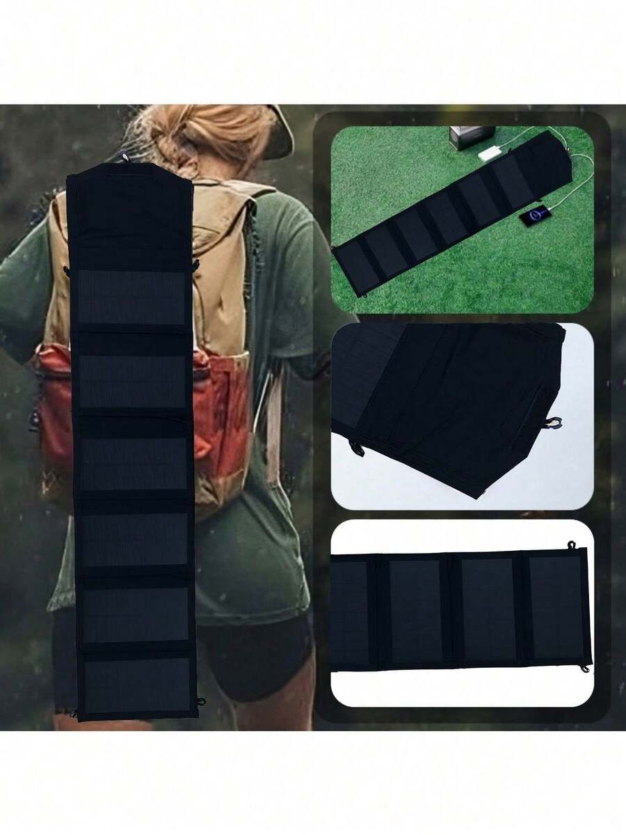 لوح شمسي محمول قابل للطي 4/5 طيات مع منفذ USB، مناسب للسفر في الهواء الطلق والتخييم، يشحن الهواتف والأجهزة اللوحية والمراوح والمصابيح اليدوية، حزمة بطارية قابلة للطي