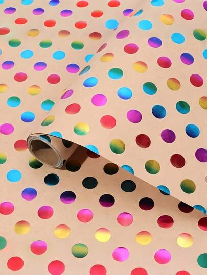 1 Roll Extra Long Gold Polka Dot Kraft Paper, Size 16.9 Inches X 118 Inches, Suitable For Birthday, Wedding, Bridal Shower, Wedding Gifts And Holiday Packaging, Vibrant Color, Durable, Smooth Texture, Great For DIY Crafters