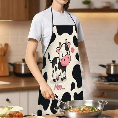 1件印花彩色艺术围裙 - 图案鲜艳，涤纶材质，适合烹饪、烘焙、烧烤和艺术创作，烧烤围裙 | 趣味设计 | 可爱围裙 尺寸 74X55厘米