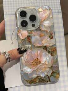 Faux Pearl Floral Painted Elegant New Feather Chiffon Minimalist Fashion Phone Case Compatible With IPhone 17/17 Pro Max, 15, 16/16 Pro, 15 Pro Max, P13, P14, P11 Soft Case, P12, XS, XR, 7/8, 7/8 Plus, A14, A15, S23 Ultra, A50, A12, A32, A52, A72, A51, A21S, A13, A14, S22 Ultra, S23, A33, A53, S20 FE - Kiểu 1 (1 CÁI) - Xem 3