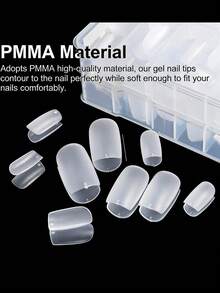 420片/盒 哑光软质假指甲 全覆盖 透明 杏仁形 短款 锥形 方形 圆形 椭圆形 胶囊形 按压式指甲 DIY美甲用品 - 查看 6