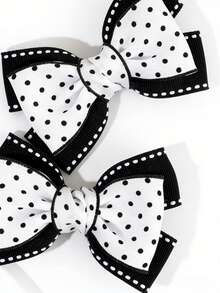 2 chiếc kẹp tóc nơ trắng đen cho bé gái, kẹp tóc họa tiết chấm bi, kẹp tóc grosgrain polyester cho tuổi teen, kẹp tóc đa năng, phụ kiện tóc trang trí hàng ngày - Nhiều màu - Xem 4