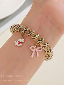 1 chiếc dây đeo đồng hồ đính hạt họa tiết da báo với mặt dây chuyền hình thỏ và nơ dễ thương, tương thích với Apple Watch Series 11/10/9/8/7/6/SE/Ultra/SE 38/40/41/42/44/45/49mm, dây đeo đồng hồ trang trí thời trang hàng ngày cho nữ, vòng tay họa tiết da báo, phong cách mùa hè bãi biển. - Beo - Xem 7