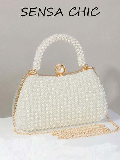 Đây là một chiếc túi xách đính ngọc trai thanh lịch, cao cấp và thời trang, phù hợp cho các dịp như tiệc đính hôn, dạ hội sườn xám và tiệc tối dành cho phụ nữ. Túi ngọc trai thanh lịch, túi xách nữ sang trọng, túi cưới, túi ngọc trai.