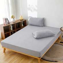 Bộ ga trải giường 3 món màu be chải mềm mại và thoải mái - Màu Xám nhạt - Xem 5