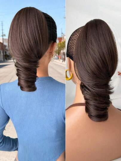 Tóc giả đuôi ngựa hình móng vuốt nhiều màu sắc, dài 10 inch, kiểu tóc xoăn gợn sóng, làm từ sợi tổng hợp chịu nhiệt, phù hợp cho các bữa tiệc và sử dụng hàng ngày của phụ nữ.