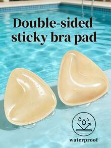 2pcs/Set Double-Sided Adhesive Invisible Bust Pads, Seamless Breast Enhancers, Reusable Bust Pads Suitable For Strapless, Backless Dresses, Swimwear And Sports Bras - Khaki - View 15