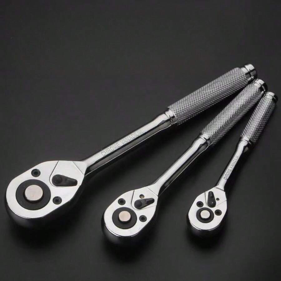 Bộ cờ lê bánh cóc 72 răng, tay cầm có khía mạ, cỡ nhỏ 1/4", cỡ trung bình 3/8", cỡ lớn 1/2", xoay hai chiều, bộ dụng cụ sửa chữa ô tô và gia đình. - Nhiều màu - Xem 1