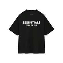 Essentials FW24  Crewneck Lightweight Stretch Logo Crew Neck Short Sleeve Tee Unisex Cotton Summer T-Shirt, Everyday Basic Top - Black - View 2