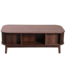 Coffee Table - Rattan Coffee Table, Rattan Drawers And Sliding Doors With Solid Wood Slats, Solid Wood Legs, Natural Rustic Style. - Natural Color - View 7