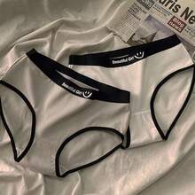 Black & White Color Panties, Sporty Smile, Popular Daily Underwear Item, Comfortable Fit, Girly Sensibility Underwear - Black + White + Gray - View 4